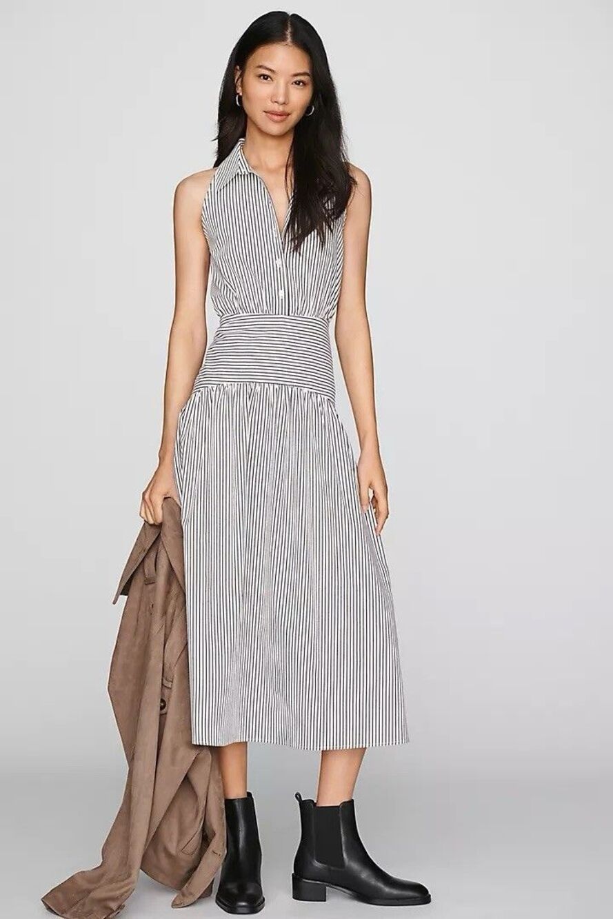 Anthropologie Tobie Drop-Waist Midi Shirtdress by Exquise